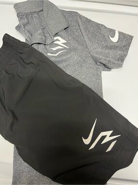 Boy’s Nike Grey Polo and Black Athletic Shorts Set